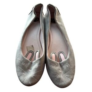 T.U.K. Kitty Bunny Ballet Flats 10 Faux Suede Cat Embroidered Shoes Coquette